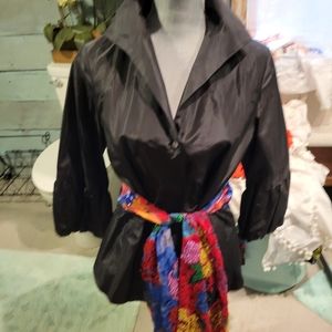 Taffeta jacket with beaded multicolor belt
